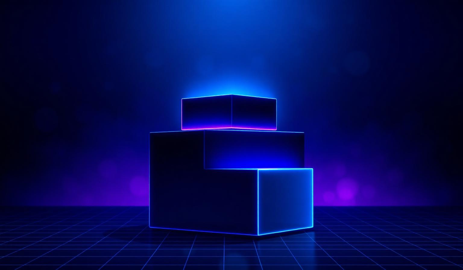 Three glowing tiered blocks representing lean MVP, market-ready, and scalable SaaS cost tiers
